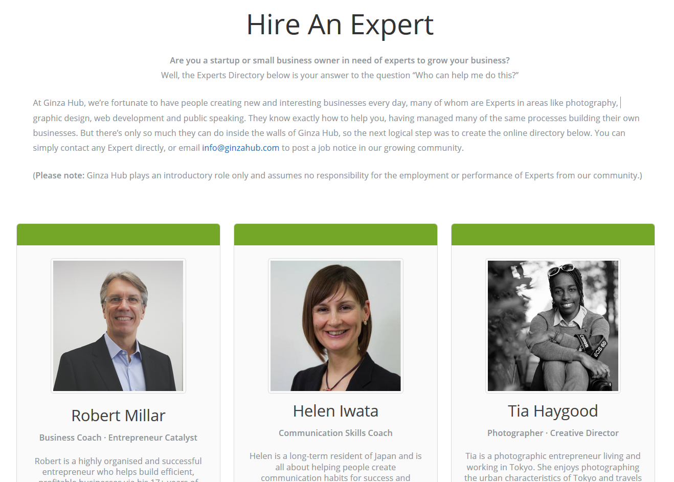 Hire An Expert page